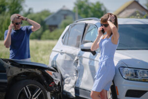 Car accident man and woman